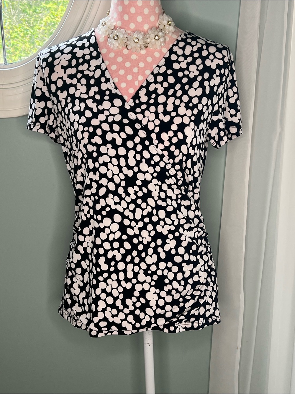 Nipon Boutique Polka Dot Blouse Size Medium